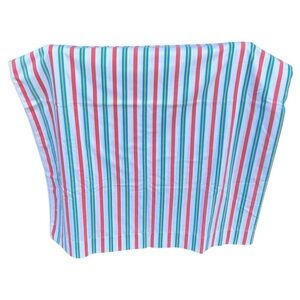 Vintage Sears Striped Bed Sheet Red White Blue Yellow Fine Muslin Twin Flat